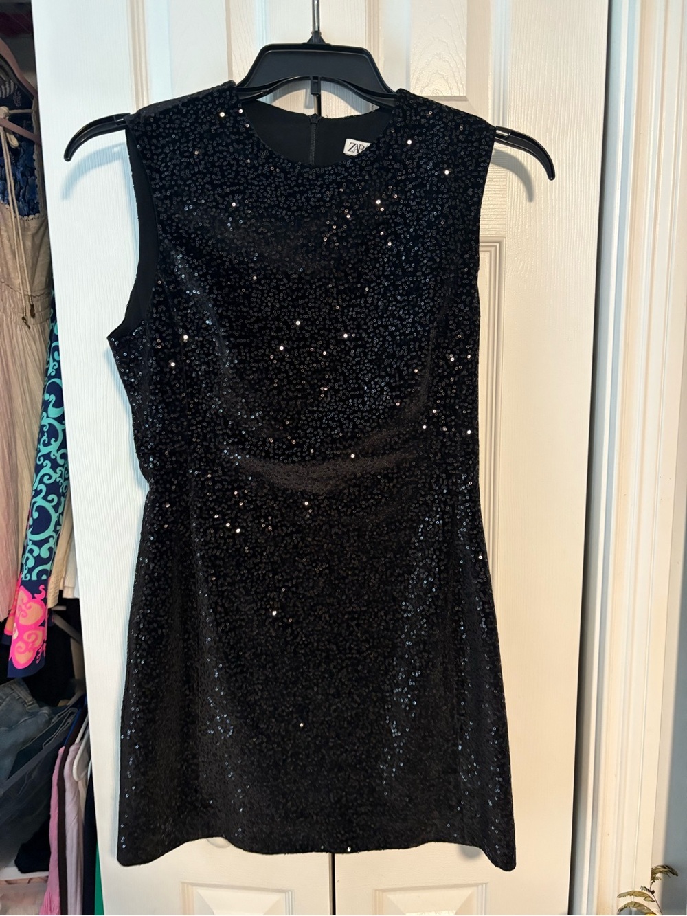 Zara Black Sequin Sleeveless Mini Dress